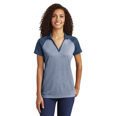 Sport-Tek ® Women's PosiCharge ® RacerMesh ® Raglan Heather Block Polo.