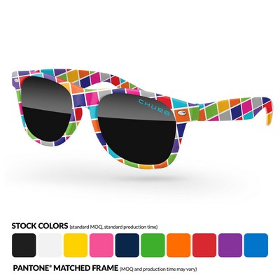 Retro Sunglasses W/ Lens Imprint & Full Color Front Frame Sublimation Wrap