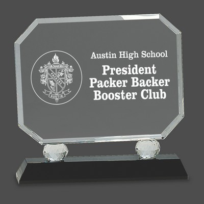 Rectangle Crystal on Black Pedestal Base (6")