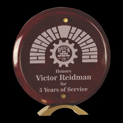 Round Rosewood Piano Finish Floating Jade Glass Standup (8½")