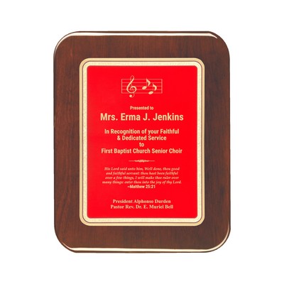 Red Plate Rosewood Piano-Finish Plaque w/Elliptical Edge (7"x9")