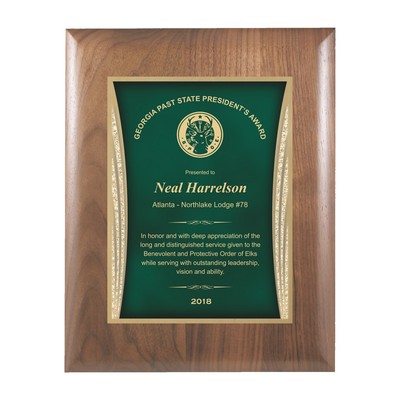 Walnut Plaque w/Green Showtime Plate (8"x10")
