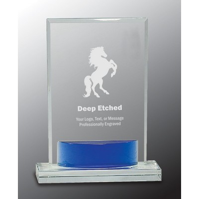 7 3/4" Crystal Rectangle with Blue Accent Award