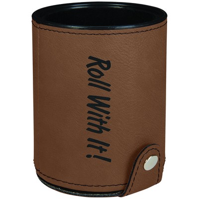 Dark Brown Leatherette Dice Cup w/5 Dice