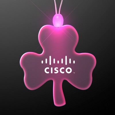 Acrylic Big Shamrock Shape Necklace with Pink LED - PRINTED