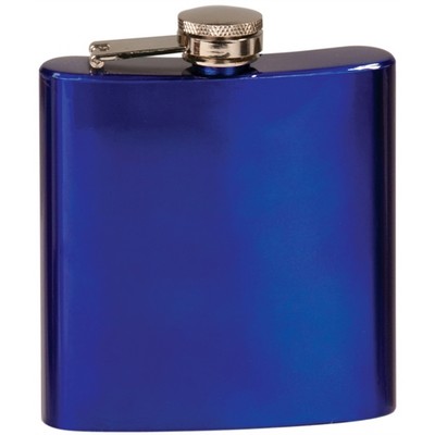 6 Oz. Gloss Blue Stainless Steel Flask