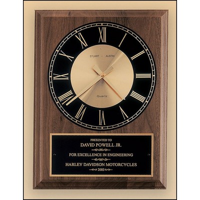 American Walnut Vertical Quartz Wall Clock w/Round Face (8"x 10")