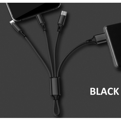 Portable 7" 3" 1 USB Fast Charger Cord/Charging Cable With Keychain