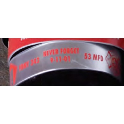 Aluminum cuff bracelet (6.25" x 1/2" wide) with a full color, sublimated imprint. Made in the USA