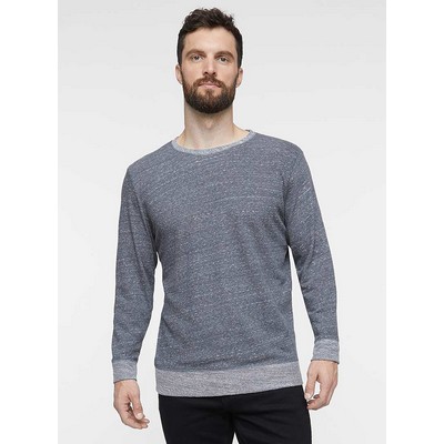 Live & Tell Unisex Crew Neck Pullover Harborside Mélange French Terry Sweatshirt with Elbow Patches