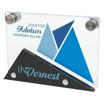 Custom Glass Wall Plaque w/Granite Accent