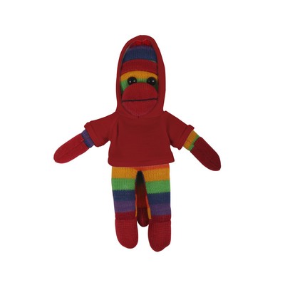soft plush Rainbow Sock Monkey with hoodie