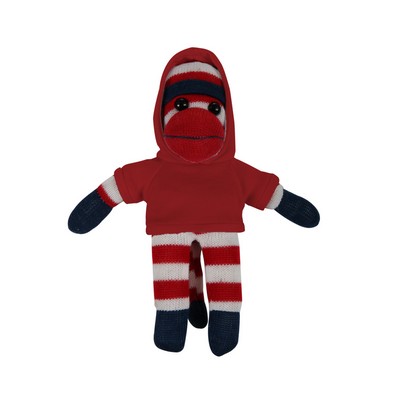soft plush Patriotic Sock Monkey with hoodie