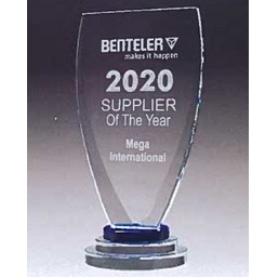 Chalice Series Glass Award w/Blue & Clear Glass Pedestal Base (5.375"x 10.25")