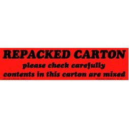 Repacked Carton Matte Paper Labels - 2" x 8"