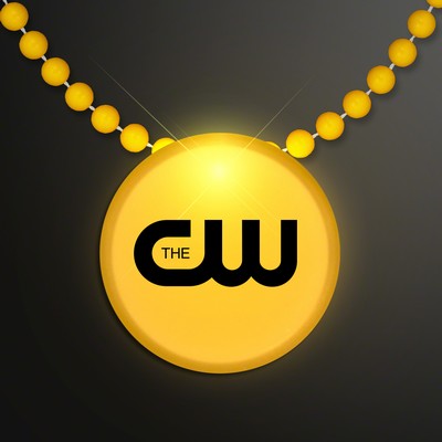 Yellow LED Circle Badge with Beads - PRINTED