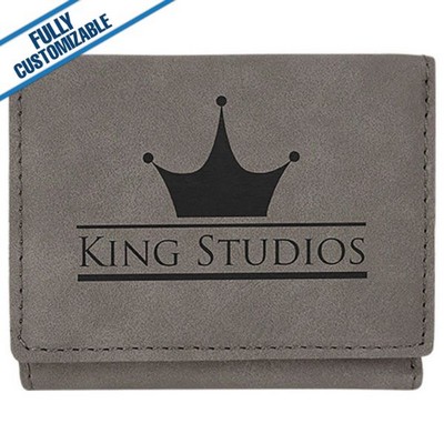 Gray Leatherette - 3X4" Trifold Wallet