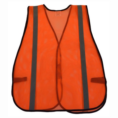 NON-ANSI Orange Mesh Safety Vest - 1" Silver Tape