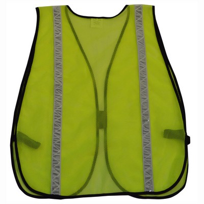 NON-ANSI Lime Mesh Safety Vest - 1" White High Gloss Tape