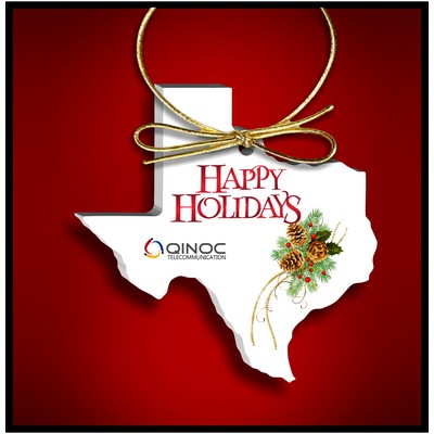 Texas Ornament in White Acrylic