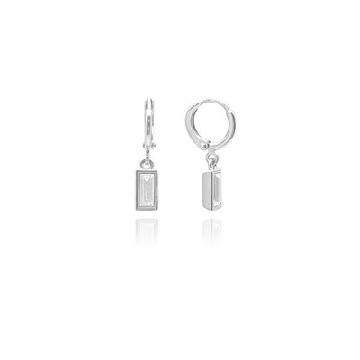 Vince Camuto® Silver-Tone Huggie Earrings w/Crystal Drop