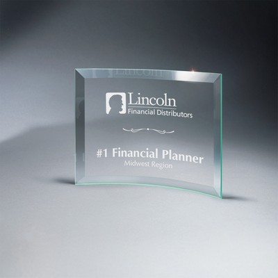 Beveled Jade Glass Crescent Plaque (7"x5"x0.1875")