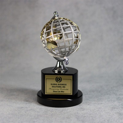 Silver And Gold Globe On Black Base
