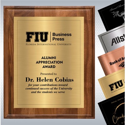 Walnut Wood Plaque w/Choice of Single Engraved Plate (7" x 9")