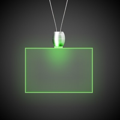 24" Green Rectangle Light-Up Pendant Necklace(Laser Engraved)