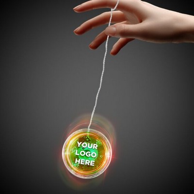 2" Digi-Printed Light-Up Green & Clear Yo-Yo w/Red LED