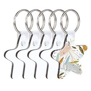 Full Color Star Wood Keychain