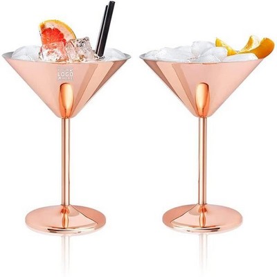 7 Oz. Stainless Steel Rose Golden Martini Cocktail Glass