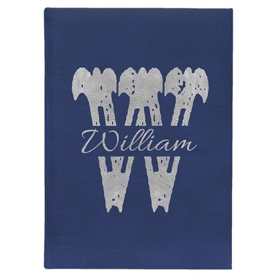 7" x 9 3/4" Blue/Silver Leatherette Journal-Lined Paper