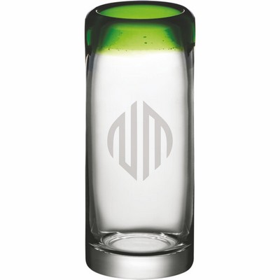 Laser Engraved Acopa Tropic 3 oz. Shooter Glass with Green Rim