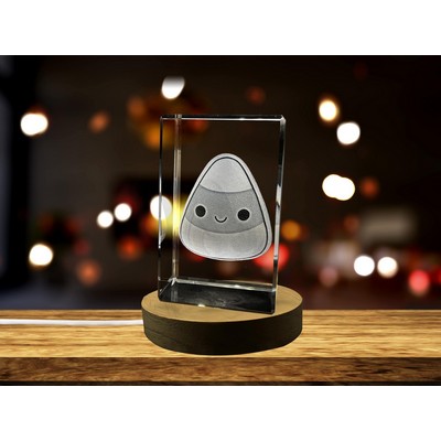 Candy Corn 3D Engraved Crystal Trophy Award - Illuminated Halloween Decor