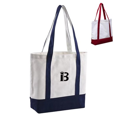 Large Two-Tone Canvas Tote Bag