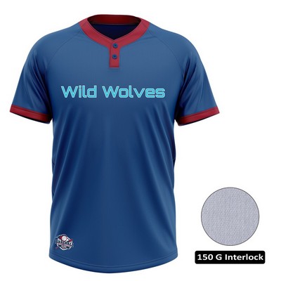 Men's and Kids' Sublimation 2-Button Baseball Jersey - 150G