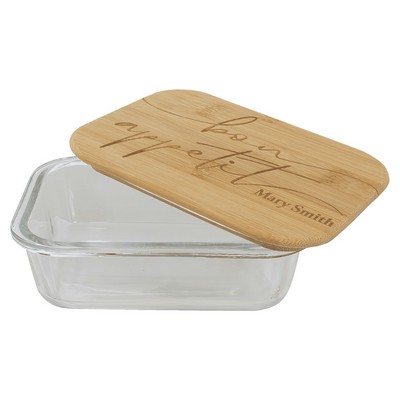 Rectangle Glass Container with Bamboo Lid