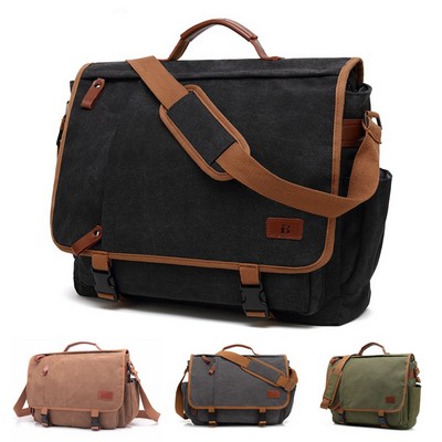 17-17.3" Canvas Water-Resistant Messenger Bag
