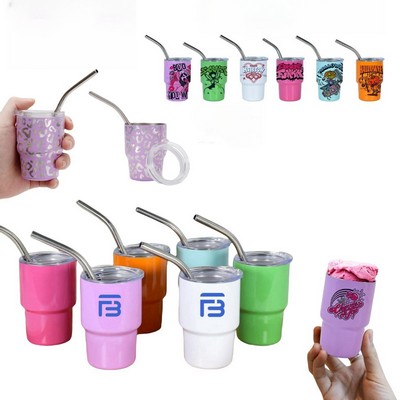 Mini Car Stainless Dopamine Colored Steel Cup With Straw