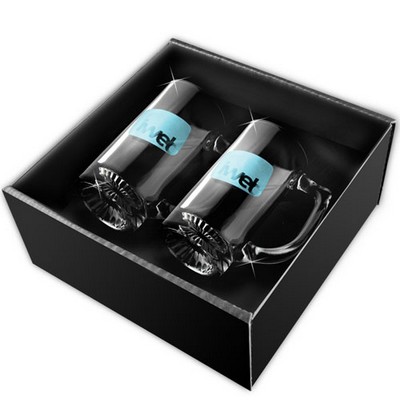 13 oz Screen Printed Glass Beer Mugs in Bellagio Box (2-Piece Set)