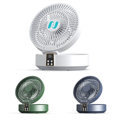 Powerful Airflow 120Degree Oscillation Foldable Desk Fan Rechargeable Table Fan 3 Speeds Night Light