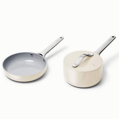 Caraway Nonstick Ceramic Minis Duo Cream Cookware Set - Fry Pan & Saucepan