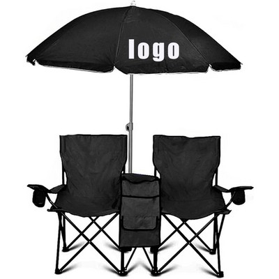 Double Folding Chair w/ Removable Umbrella