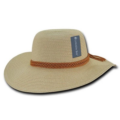 Women's Paper Straw Hat w/Brown Braid
