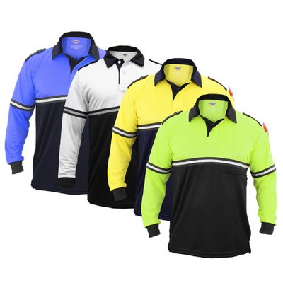 First Class Two Tone 100% Polyester Long Sleeve Bike Patrol Shirt With Zipper Pocket