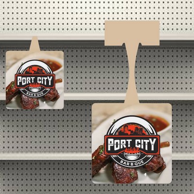 Vinyl Shelf Talker (8.134x4") Square part is 4x4"