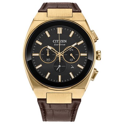 Citizen Watch Men's Modern Leather Strap Watch, Black Dial