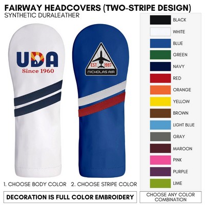 Genuine Leather Fairway Golf Club Headcover Logo Embroidered