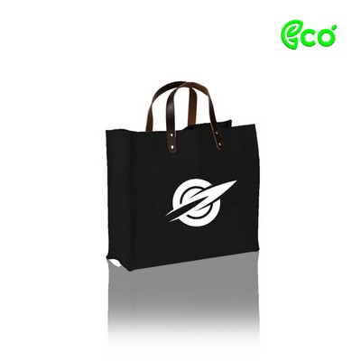 Ecofriendly Cotton Canvas Tote Bag with Leather Handles